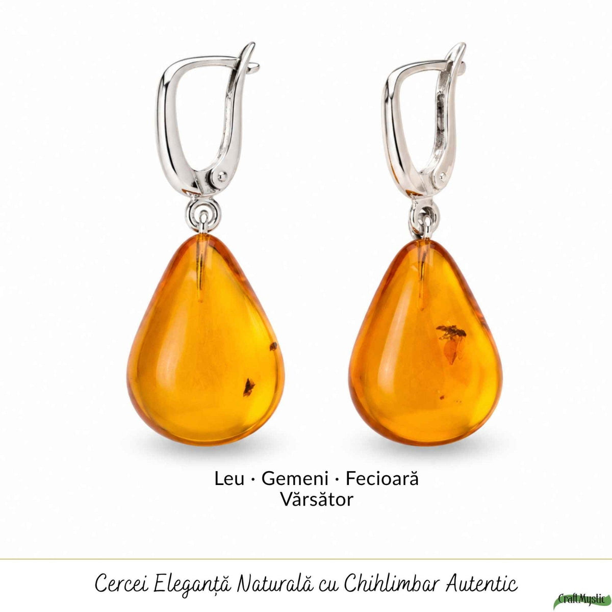 Cercei cu Chihlimbar, Argint 925 – CraftMystic