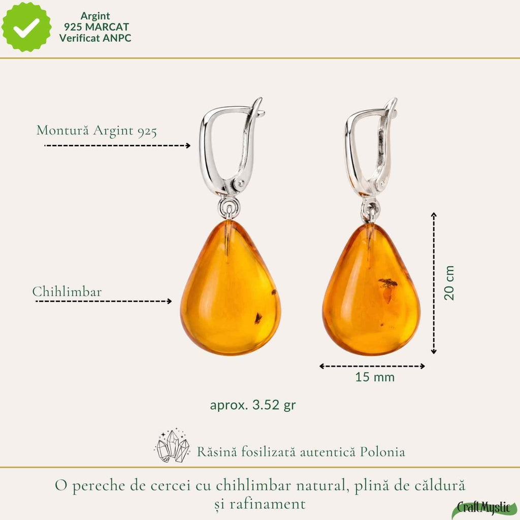 Cercei cu Chihlimbar, Argint 925 – CraftMystic