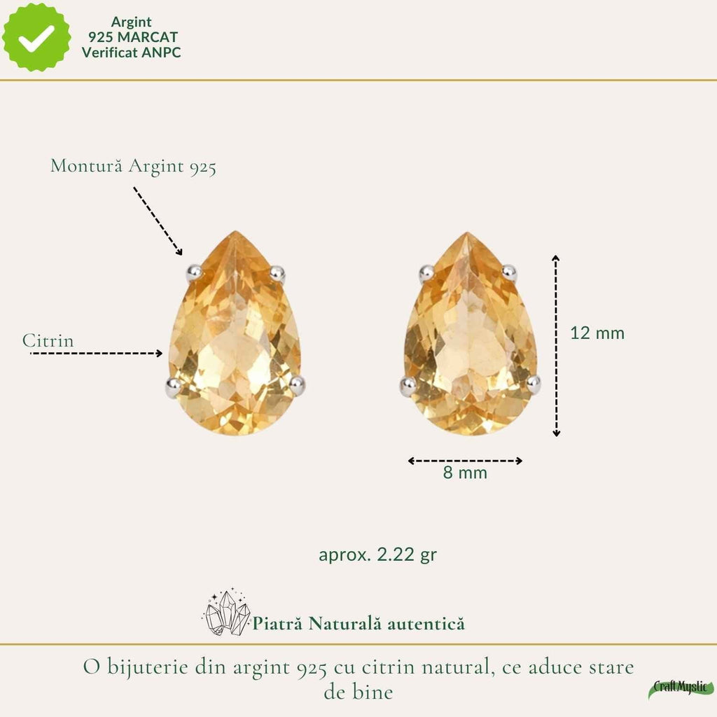 Cercei cu Citrin, Argint 925 – CraftMystic
