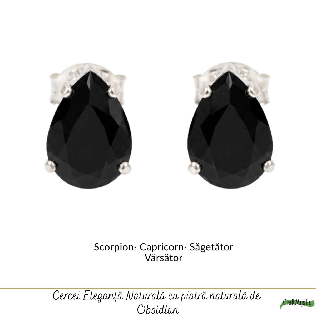 Cercei cu Obsidian, Argint 925 – CraftMystic