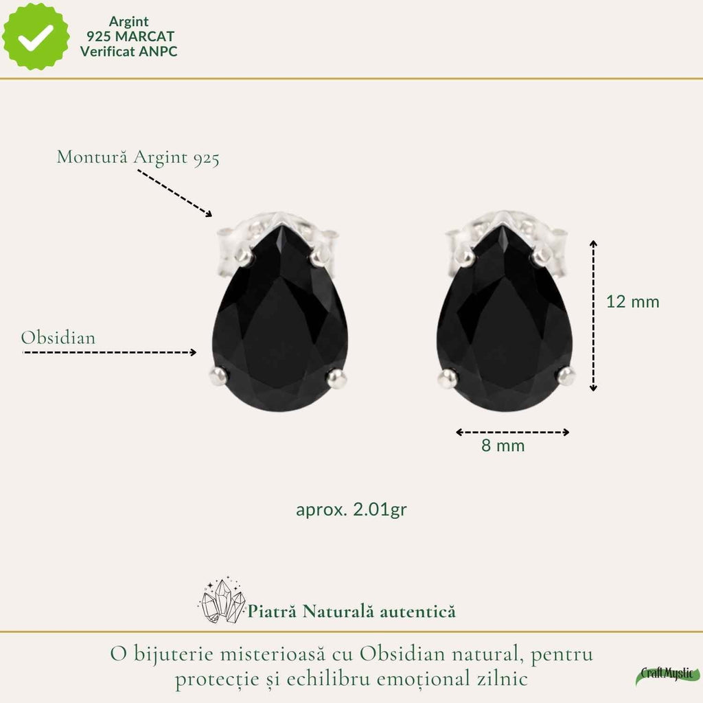 Cercei cu Obsidian, Argint 925 – CraftMystic