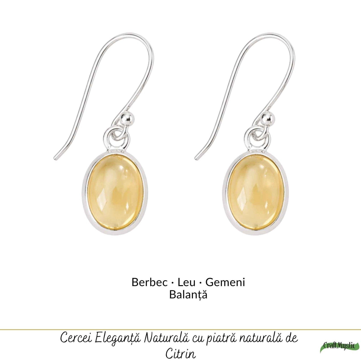 Cercei cu Citrin, Argint 925 – CraftMystic
