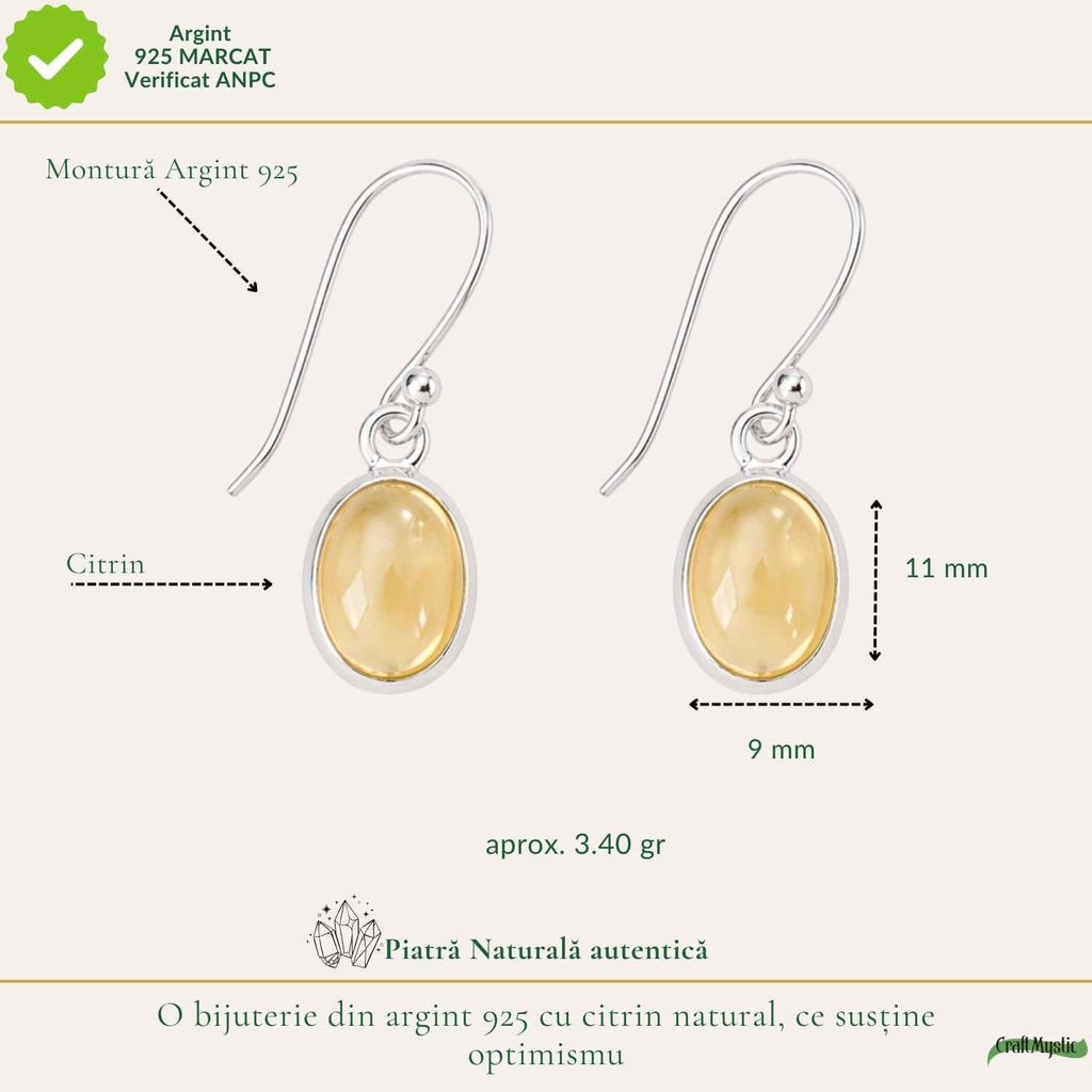 Cercei cu Citrin, Argint 925 – CraftMystic