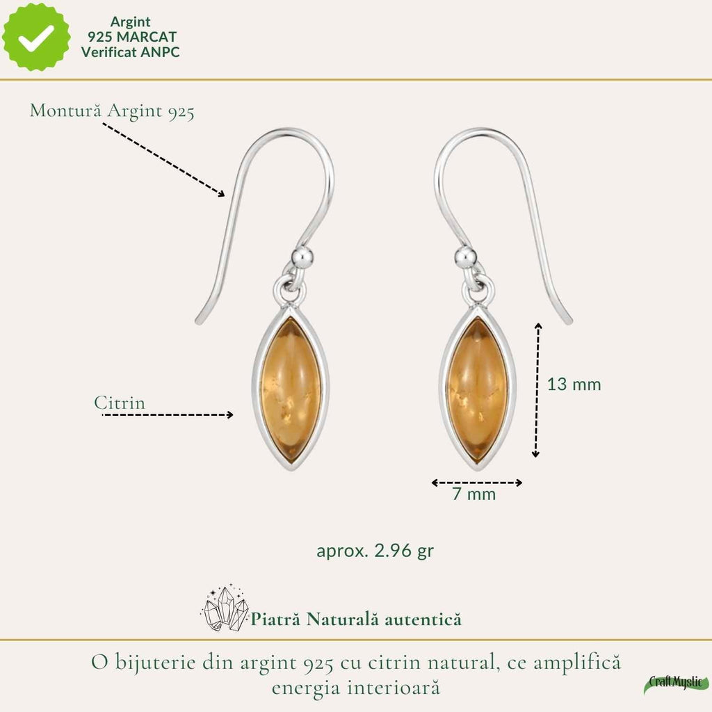 Cercei cu Citrin, Argint 925 – CraftMystic