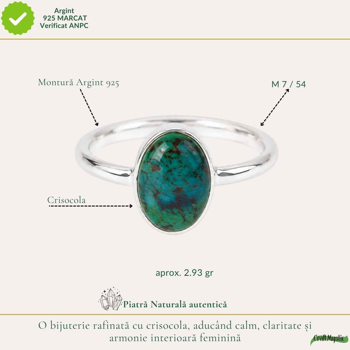 Inel cu Crisocol, Argint 925 – CraftMystic