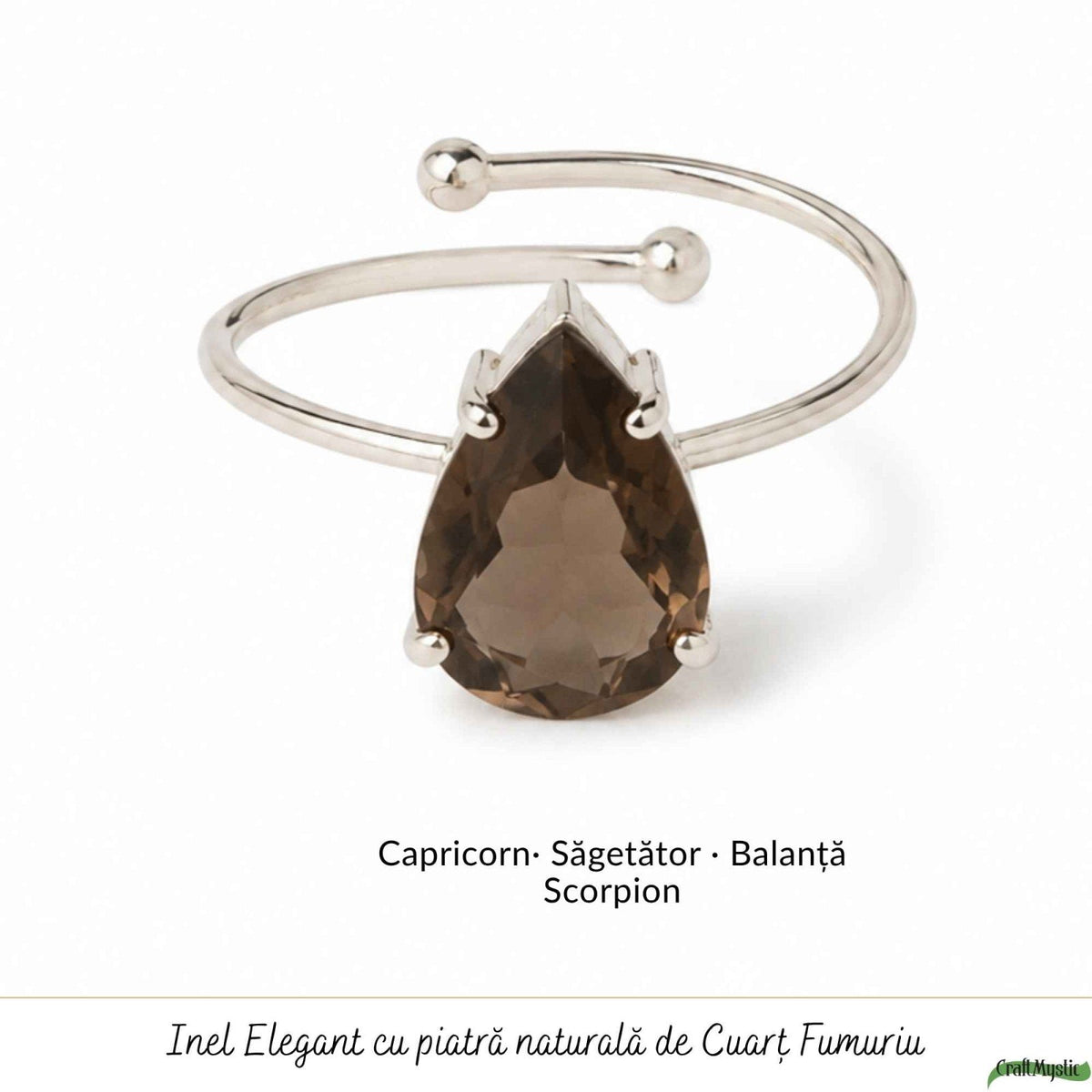 Inel cu Cuarț Fumuriu, Argint 925 – CraftMystic