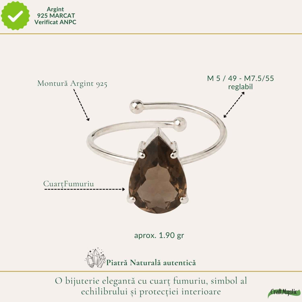 Inel cu Cuarț Fumuriu, Argint 925 – CraftMystic