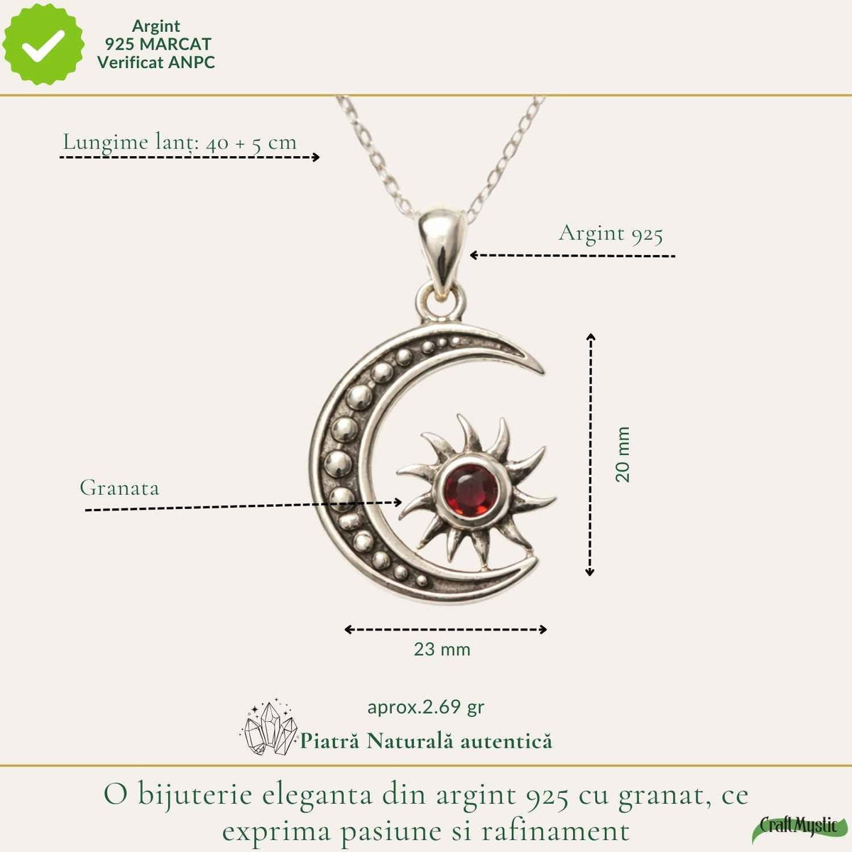 Colier cu Granat, Argint 925 – CraftMystic