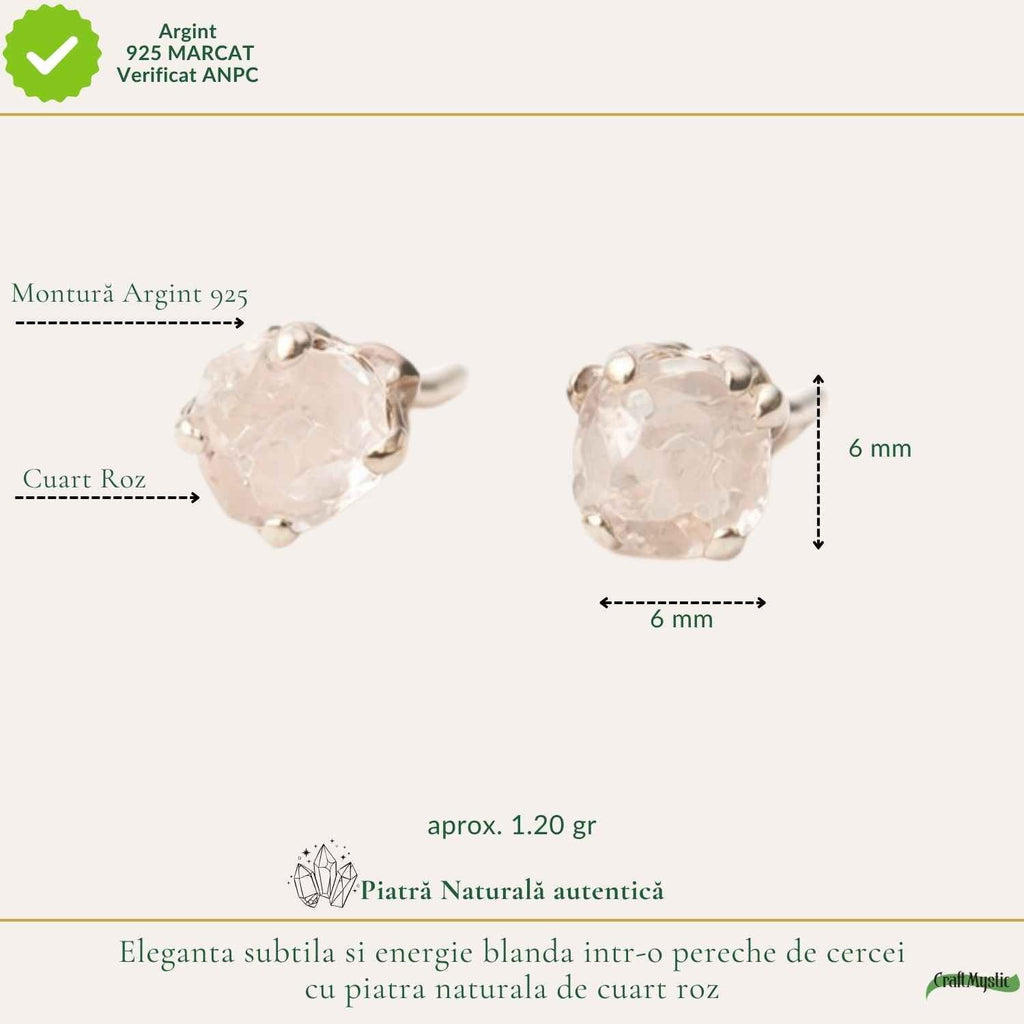 Cercei cu Cuarț Roz, Argint 925 – CraftMystic
