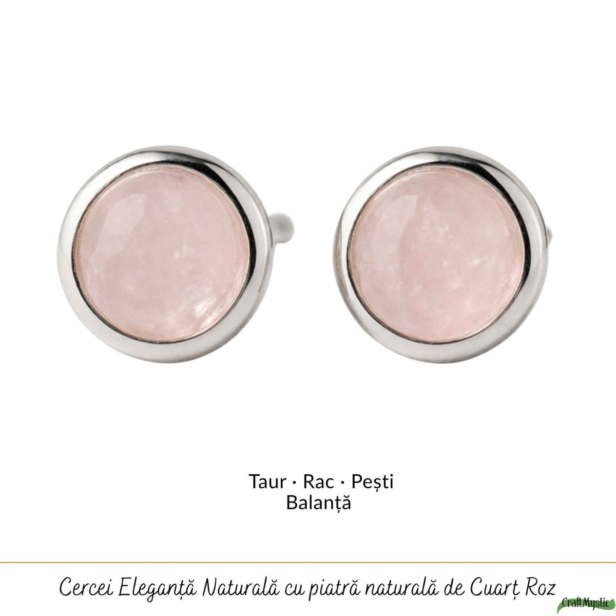 Cercei cu Cuarț Roz, Argint 925 – CraftMystic