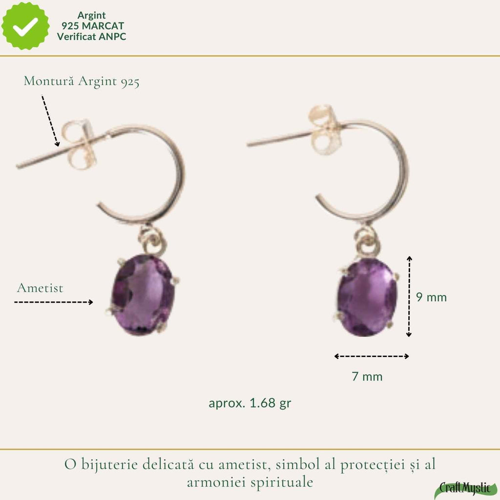 Cercei cu Ametist, Argint 925 – CraftMystic