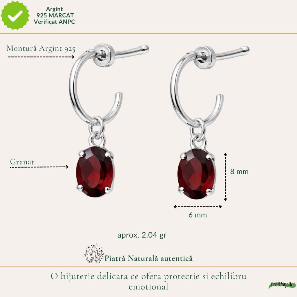 Cercei cu Granat, Argint 925 – CraftMystic