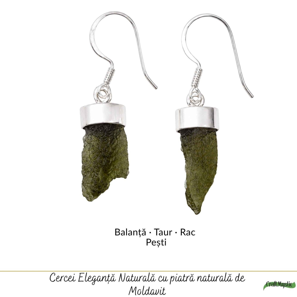 Cercei cu Moldavit, Argint 925 – CraftMystic