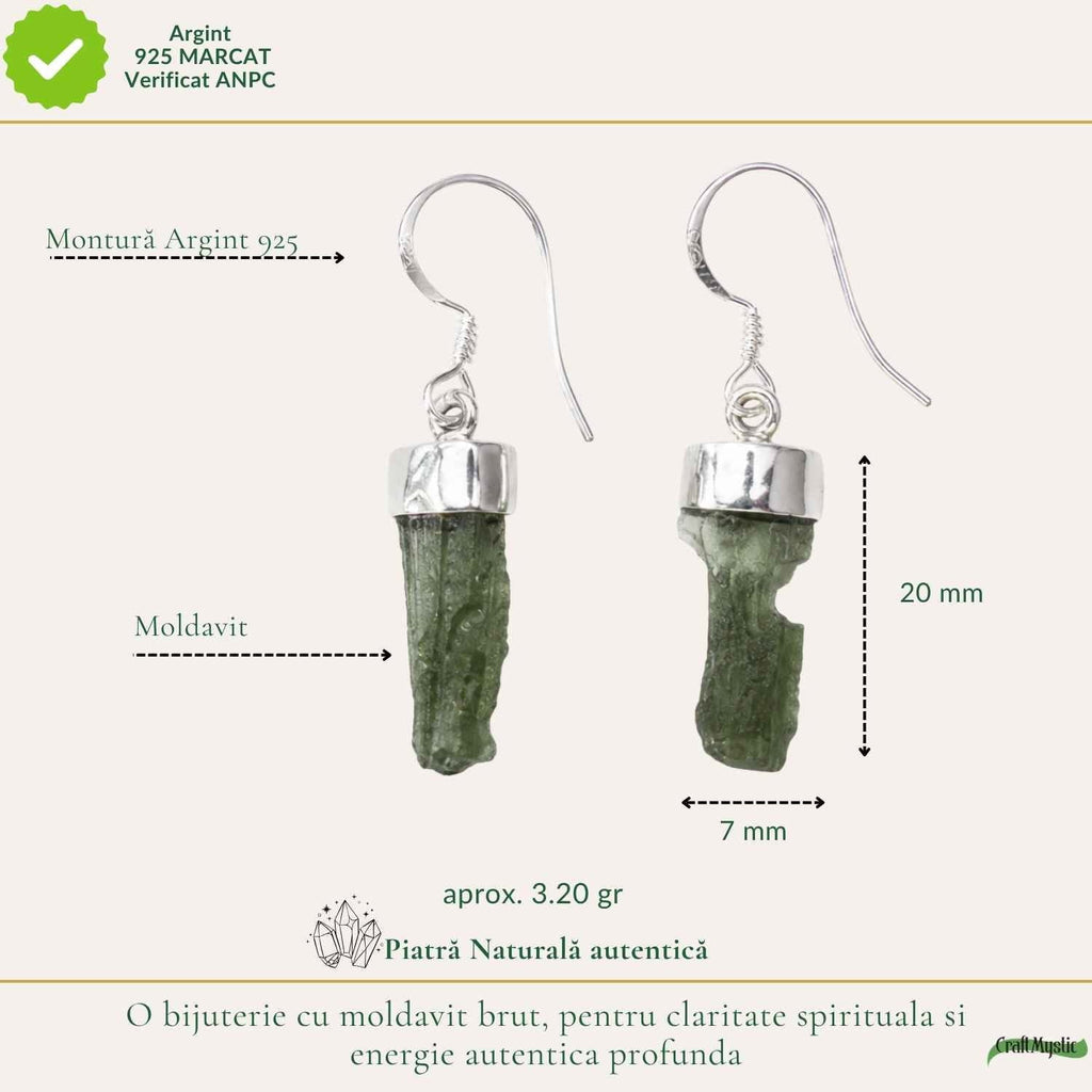 Cercei cu Moldavit, Argint 925 – CraftMystic