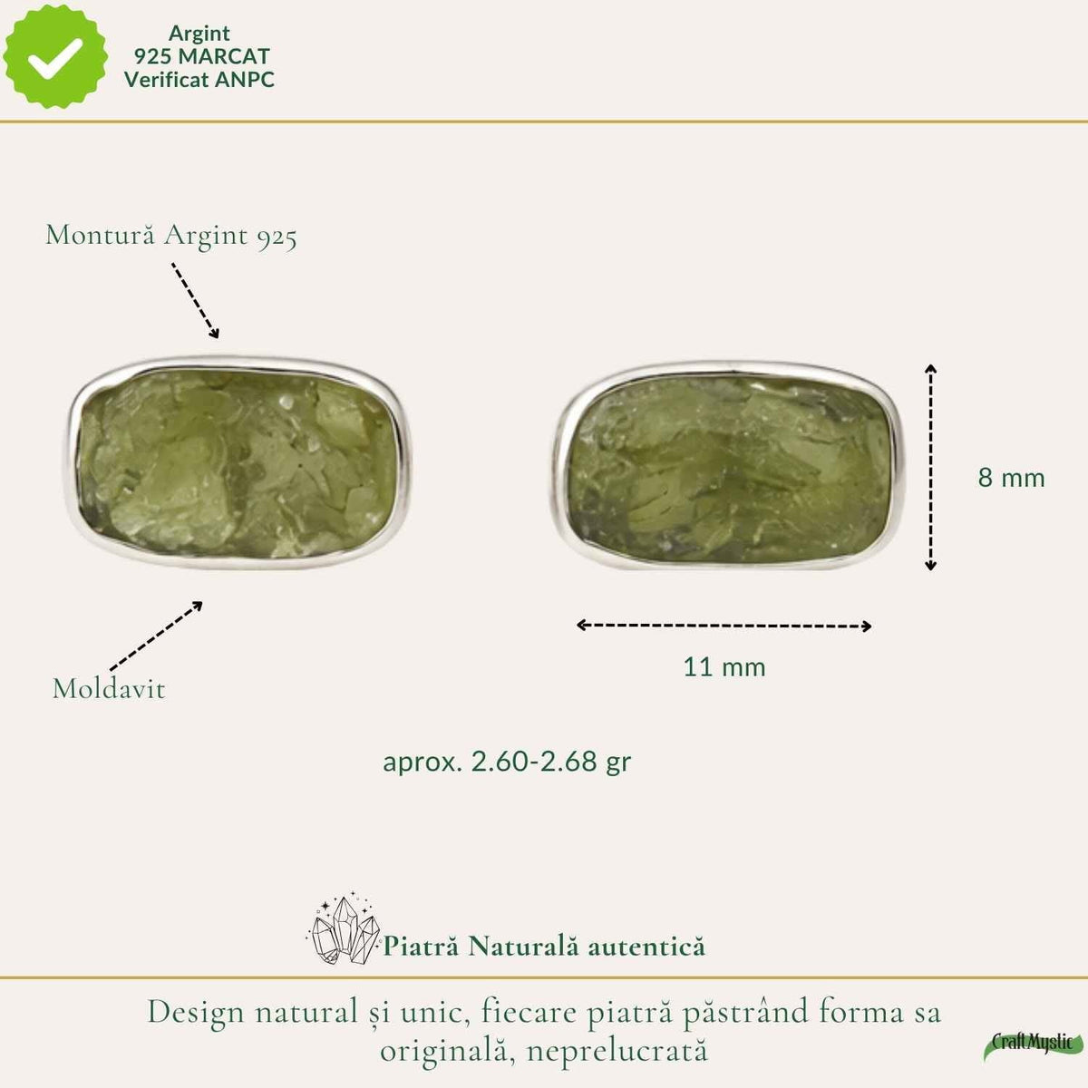 Cercei cu Moldavit, Argint 925 – CraftMystic