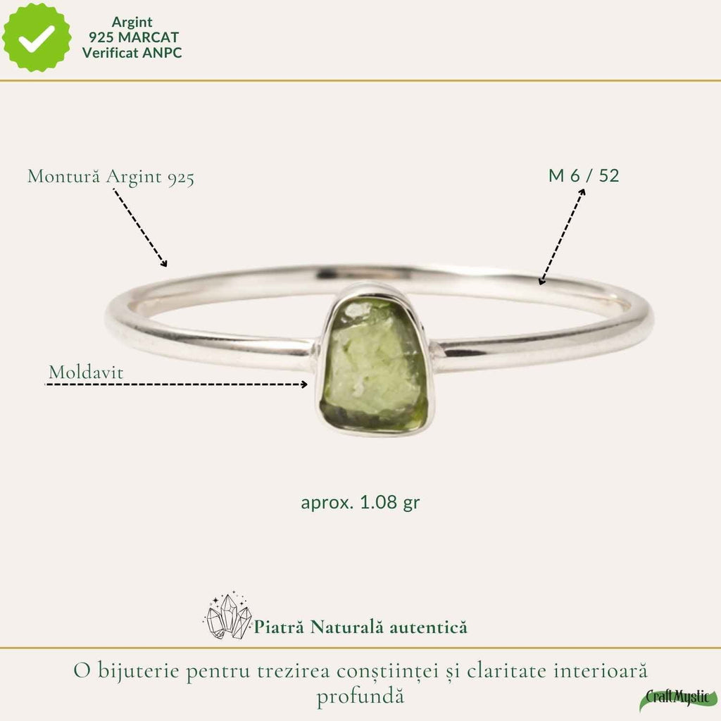 Inel cu Moldavit, Argint 925 – CraftMystic