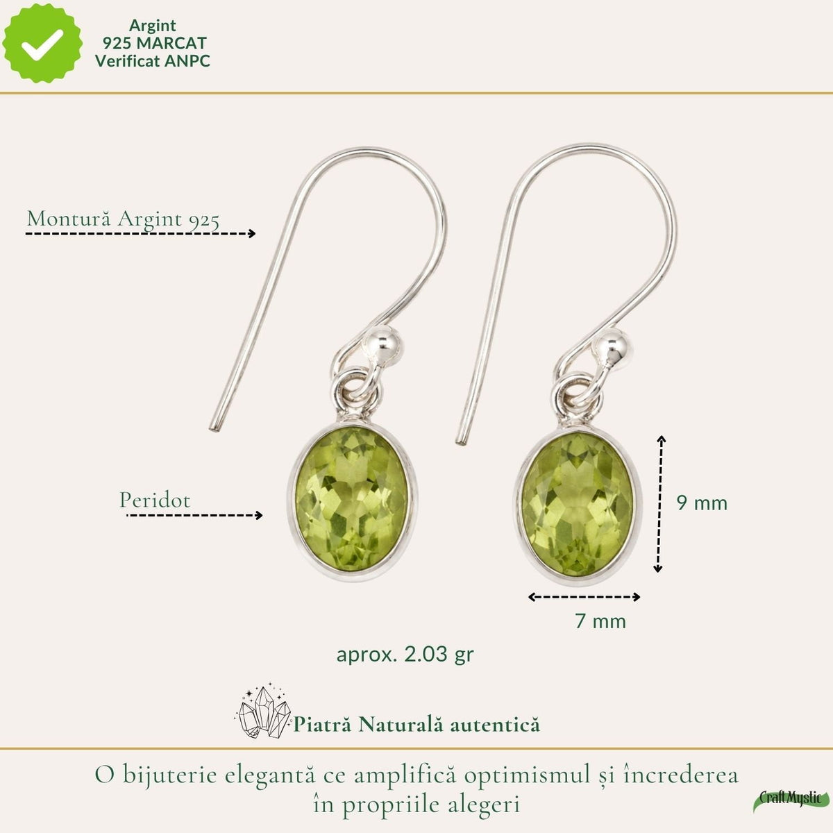 Cercei cu Peridot, Argint 925 – CraftMystic