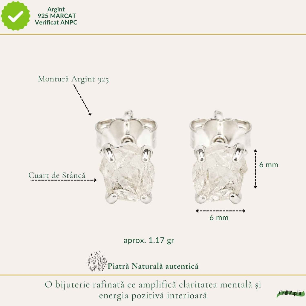 Cercei cu Cuarț de Stâncă, Argint 925 – CraftMystic