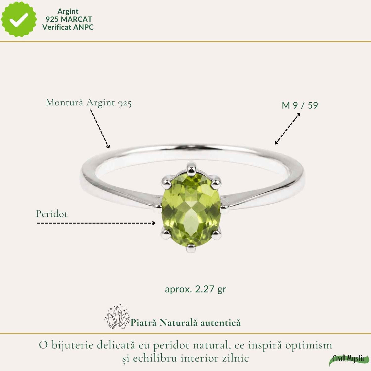 Inel cu Peridot, Argint 925 – CraftMystic
