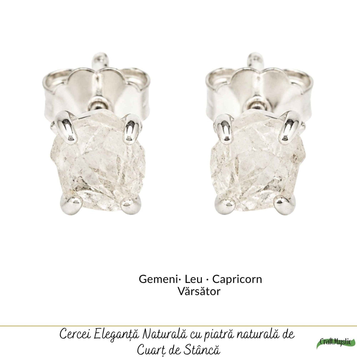 Cercei cu Cuarț de Stâncă, Argint 925 – CraftMystic