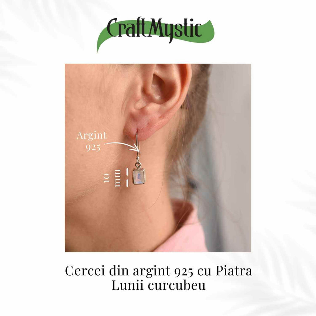 Cercei argint 925 cu Piatra lunii Curcubeu Fatetat