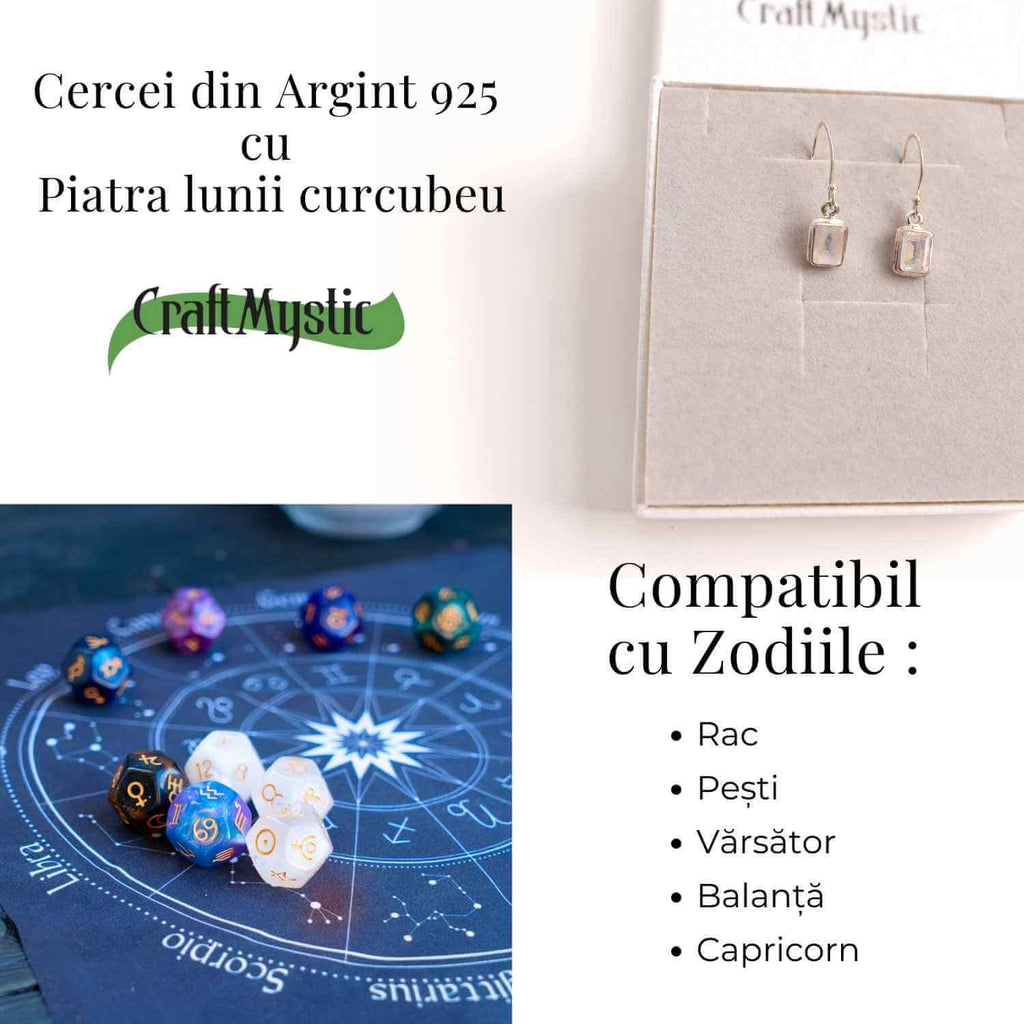 Cercei argint 925 cu Piatra lunii Curcubeu Fatetat