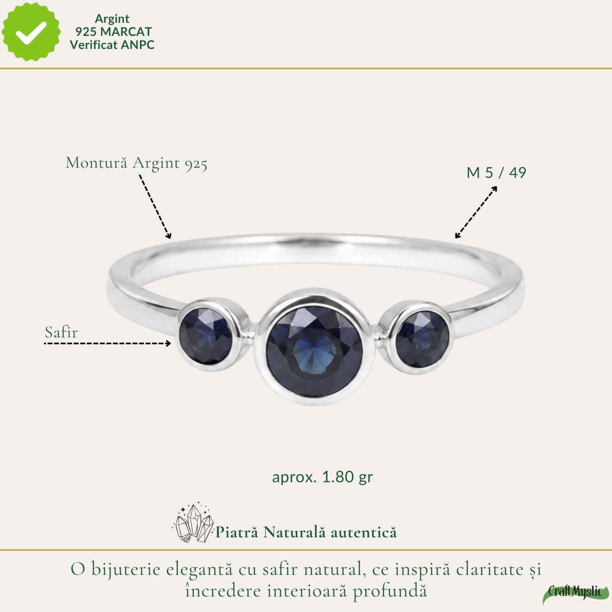 Inel cu Safir, Argint 925 – CraftMystic