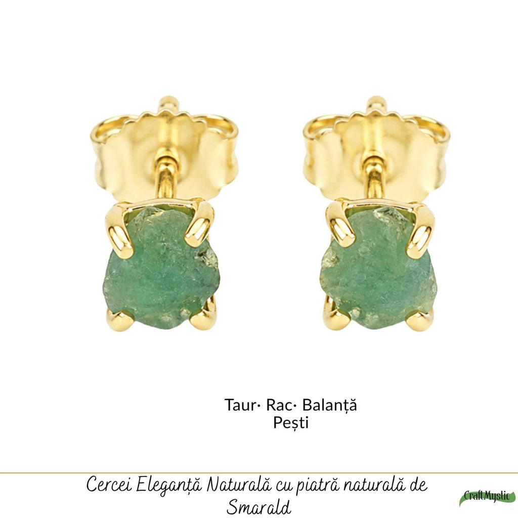 Cercei cu Smarald, Argint 925 placat aur 18k – CraftMystic