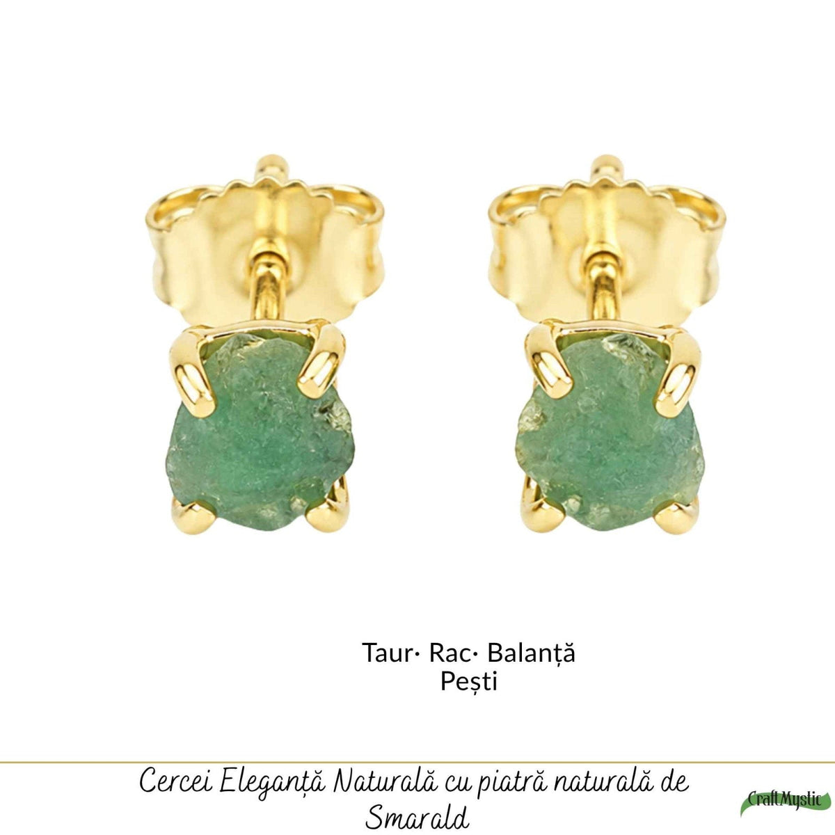 Cercei cu Smarald, Argint 925 placat aur 18k – CraftMystic