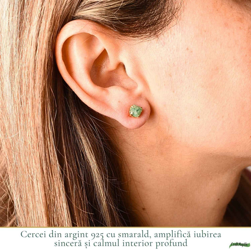 Cercei cu Smarald, Argint 925 placat aur 18k – CraftMystic
