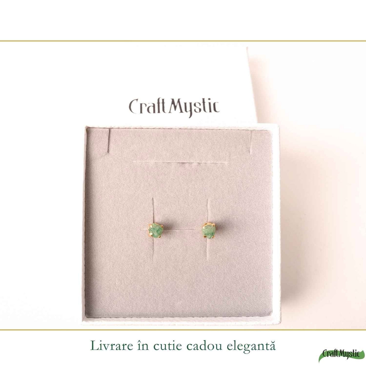 Cercei cu Smarald, Argint 925 placat aur 18k – CraftMystic