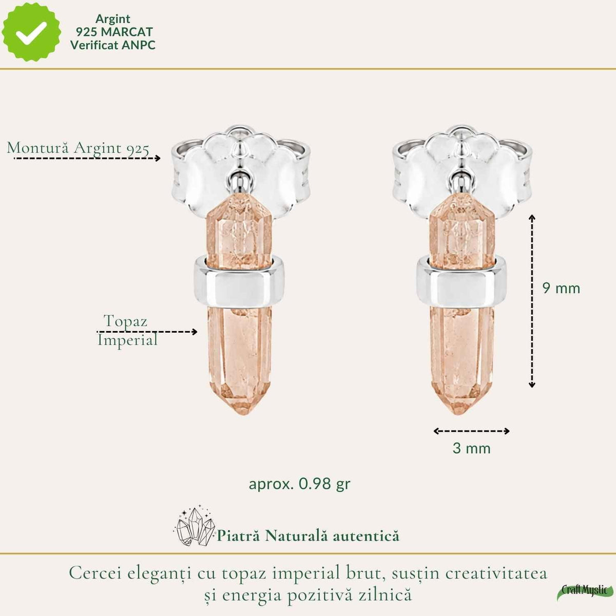 Cercei cu Topaz, Argint 925 – CraftMystic