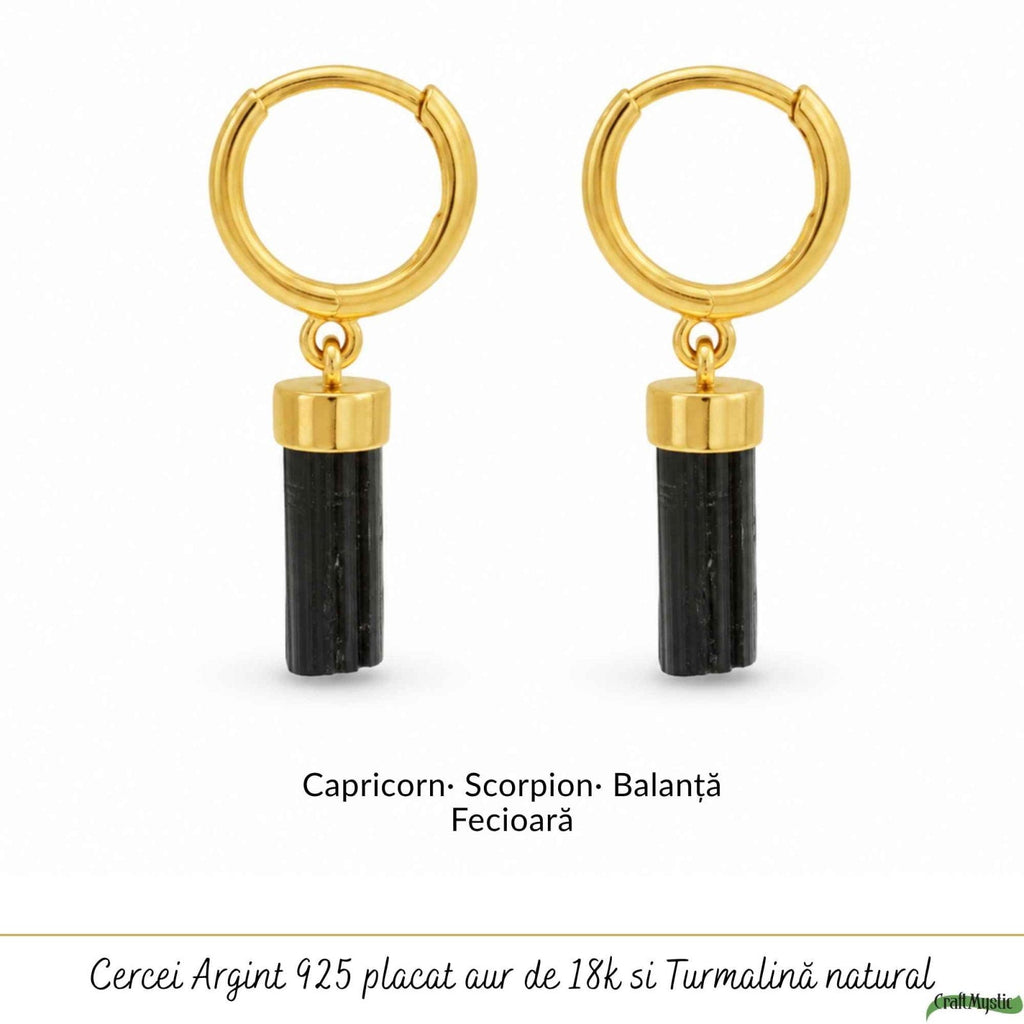 Cercei cu Turmalină Neagră, Argint 925 – CraftMystic