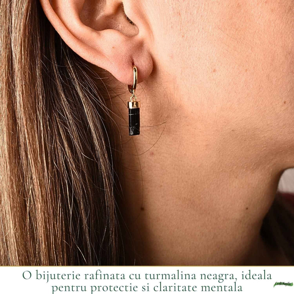 Cercei cu Turmalină Neagră, Argint 925 – CraftMystic