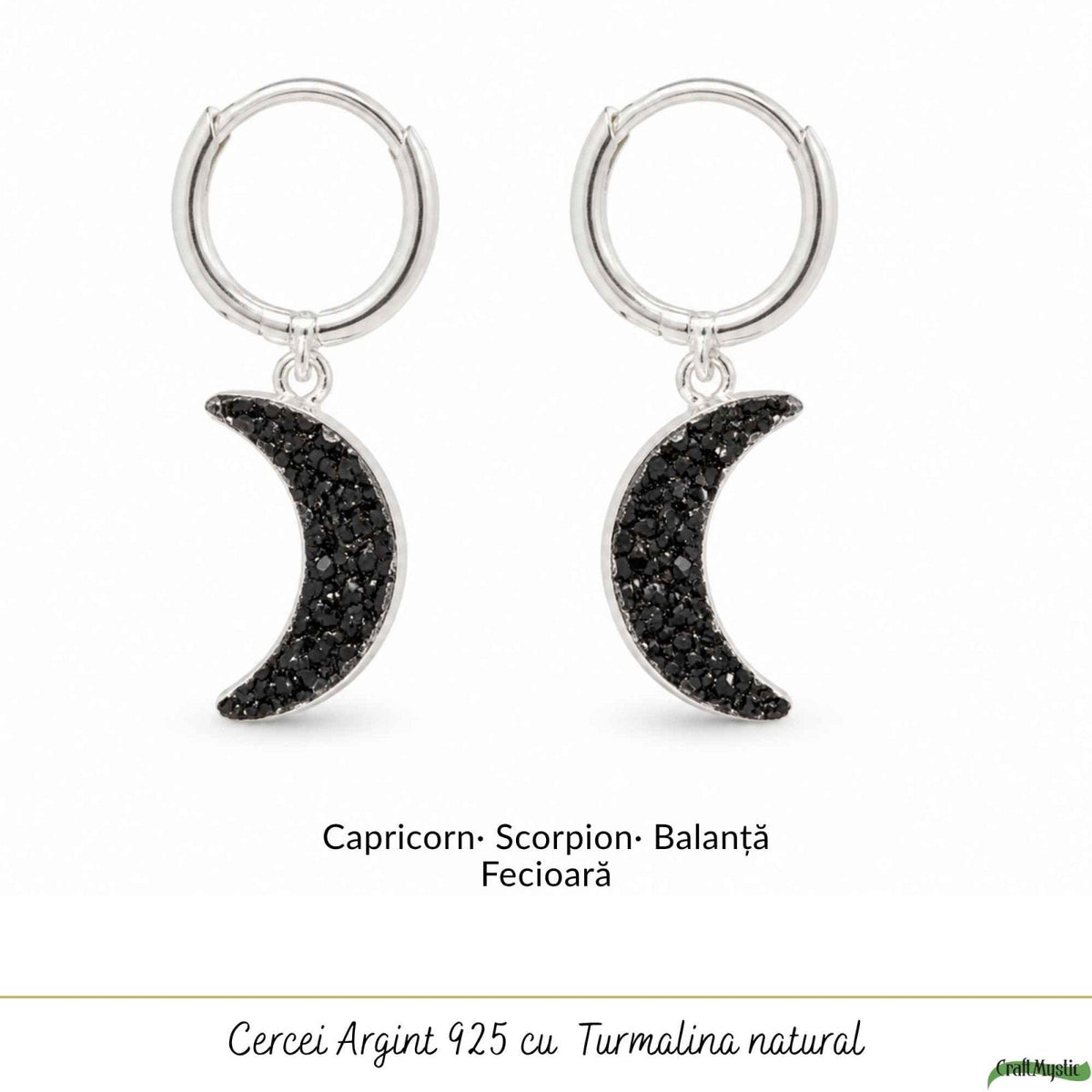 Cercei cu Turmalină Neagră, Argint 925 – CraftMystic