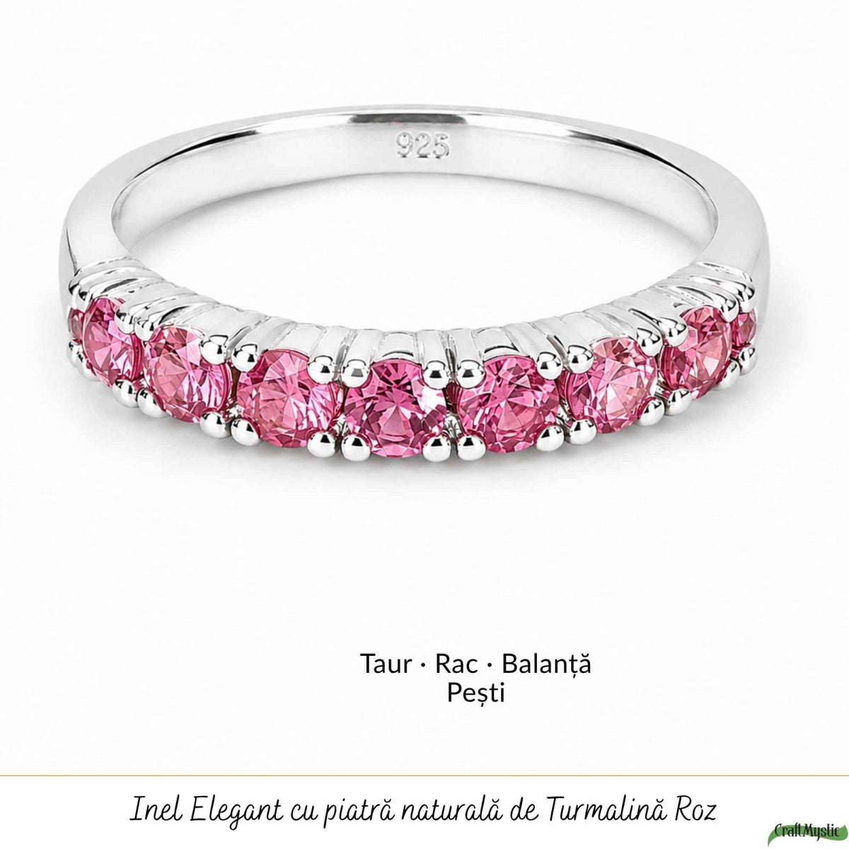 Inel cu Turmalină Roz, Argint 925 – CraftMystic