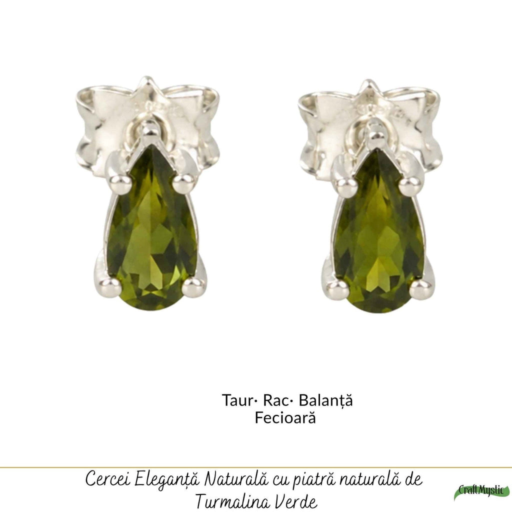 Cercei cu Turmalină Verde, Argint 925 – CraftMystic