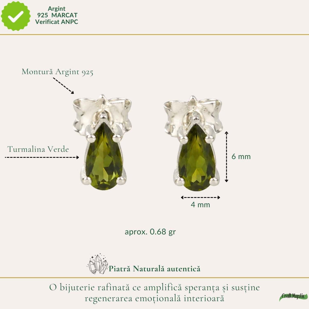 Cercei cu Turmalină Verde, Argint 925 – CraftMystic