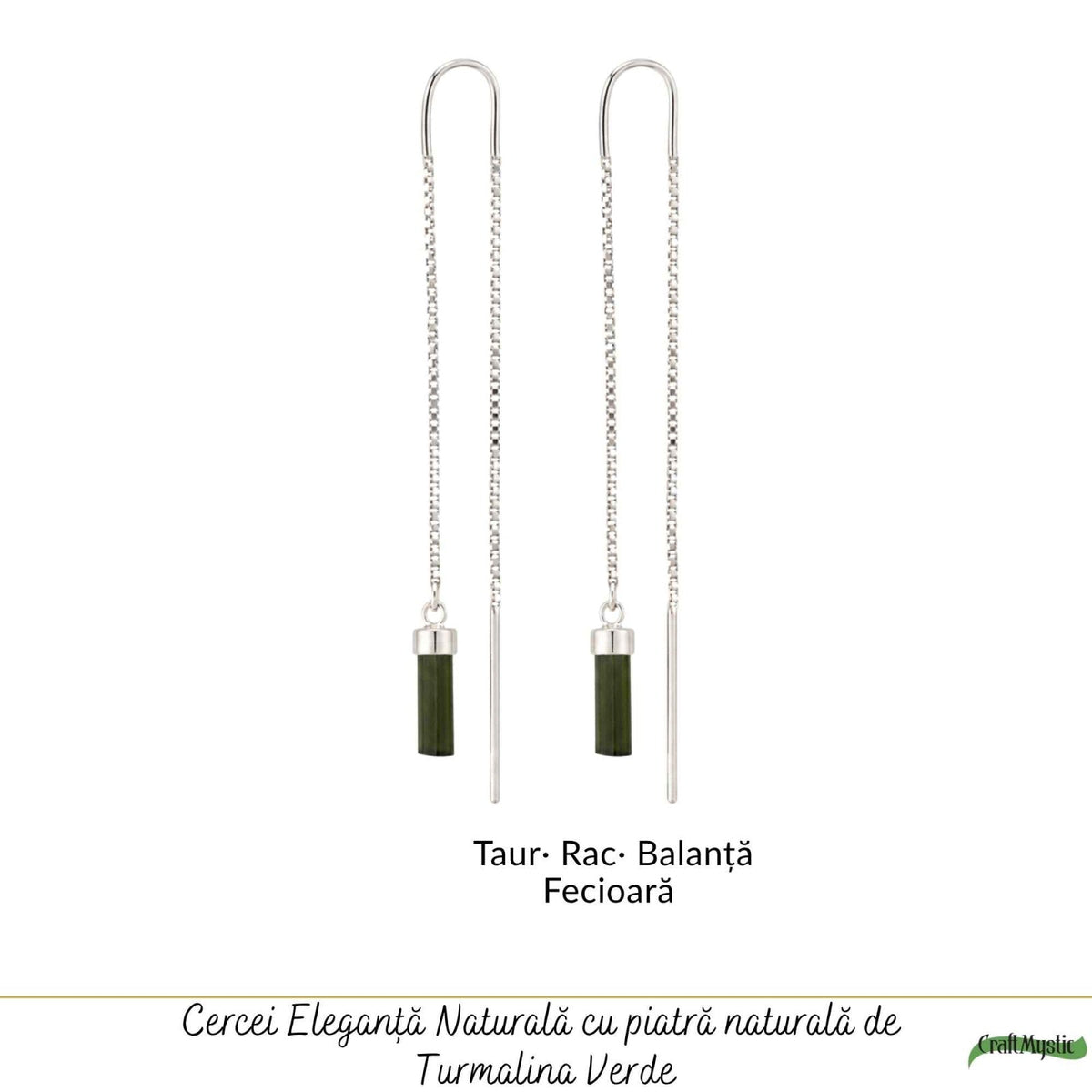 Cercei cu Turmalină Verde, Argint 925 – CraftMystic