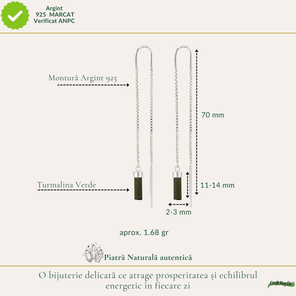 Cercei cu Turmalină Verde, Argint 925 – CraftMystic
