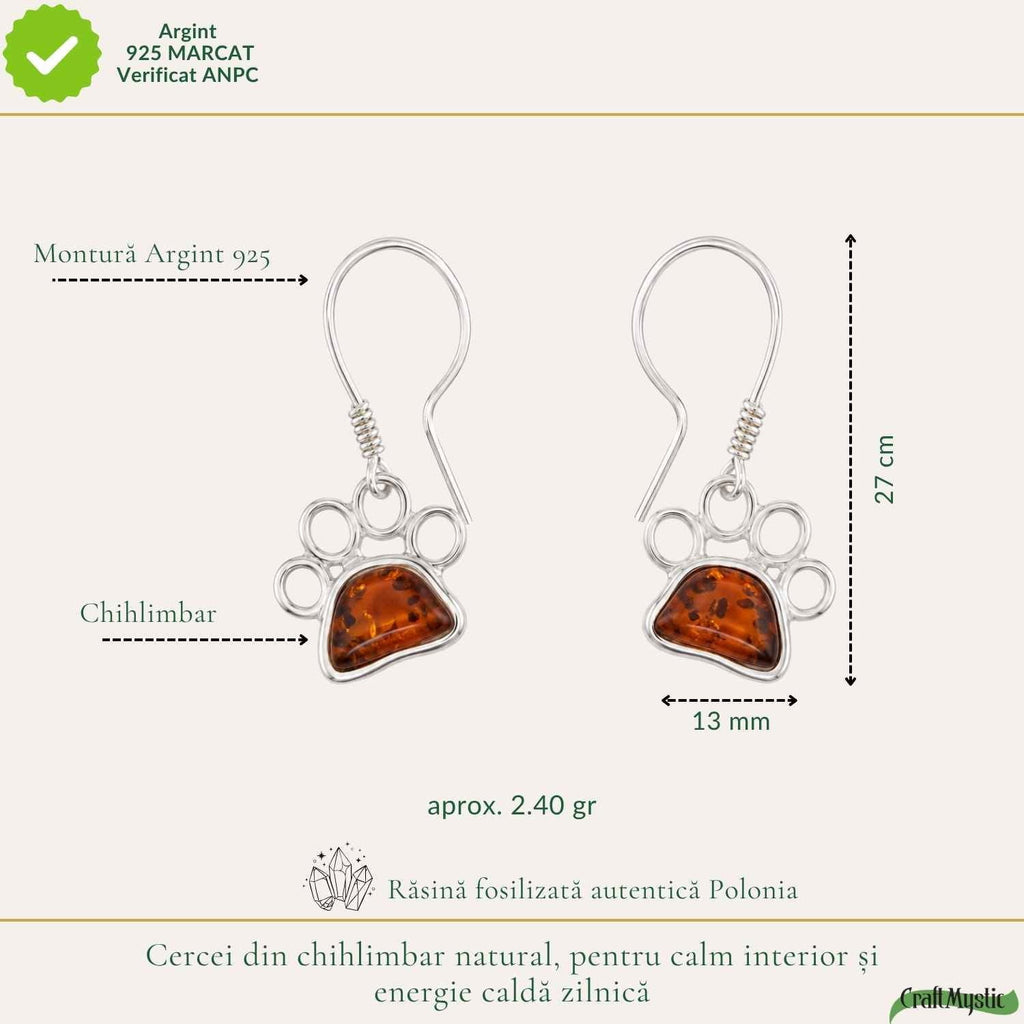 Cercei cu Chihlimbar, Argint 925 – CraftMystic
