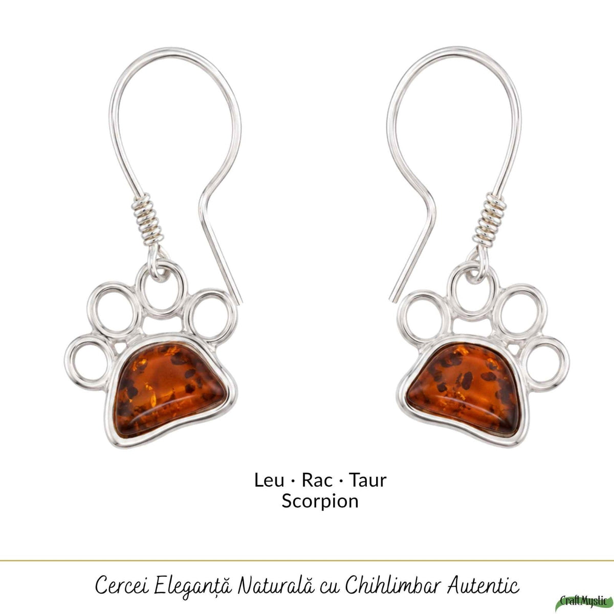 Cercei cu Chihlimbar, Argint 925 – CraftMystic