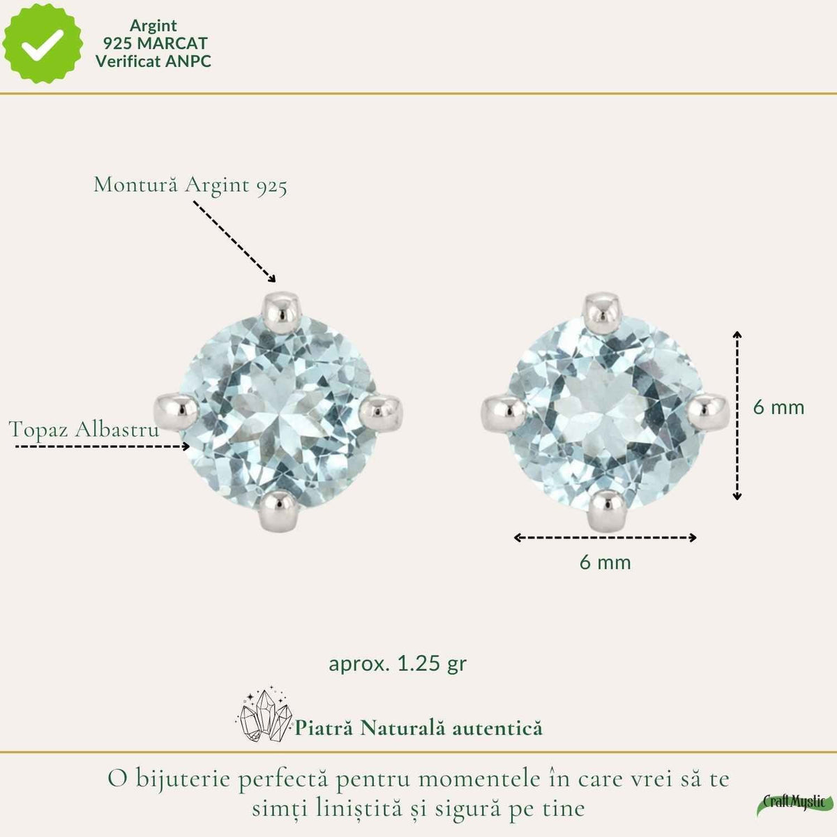 Cercei cu Topaz, Argint 925 – CraftMystic