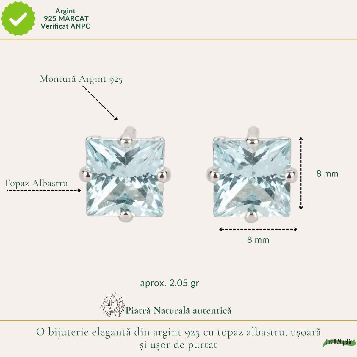 Cercei cu Topaz, Argint 925 – CraftMystic