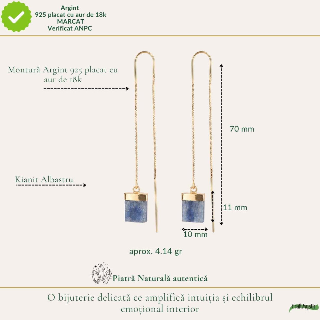 Cercei cu Kyanit, Argint 925 placat aur 18k – CraftMystic