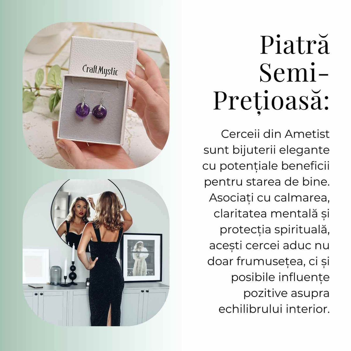 Cercei Argintii Ametist Forma Pi - Calm si Claritate Mentala