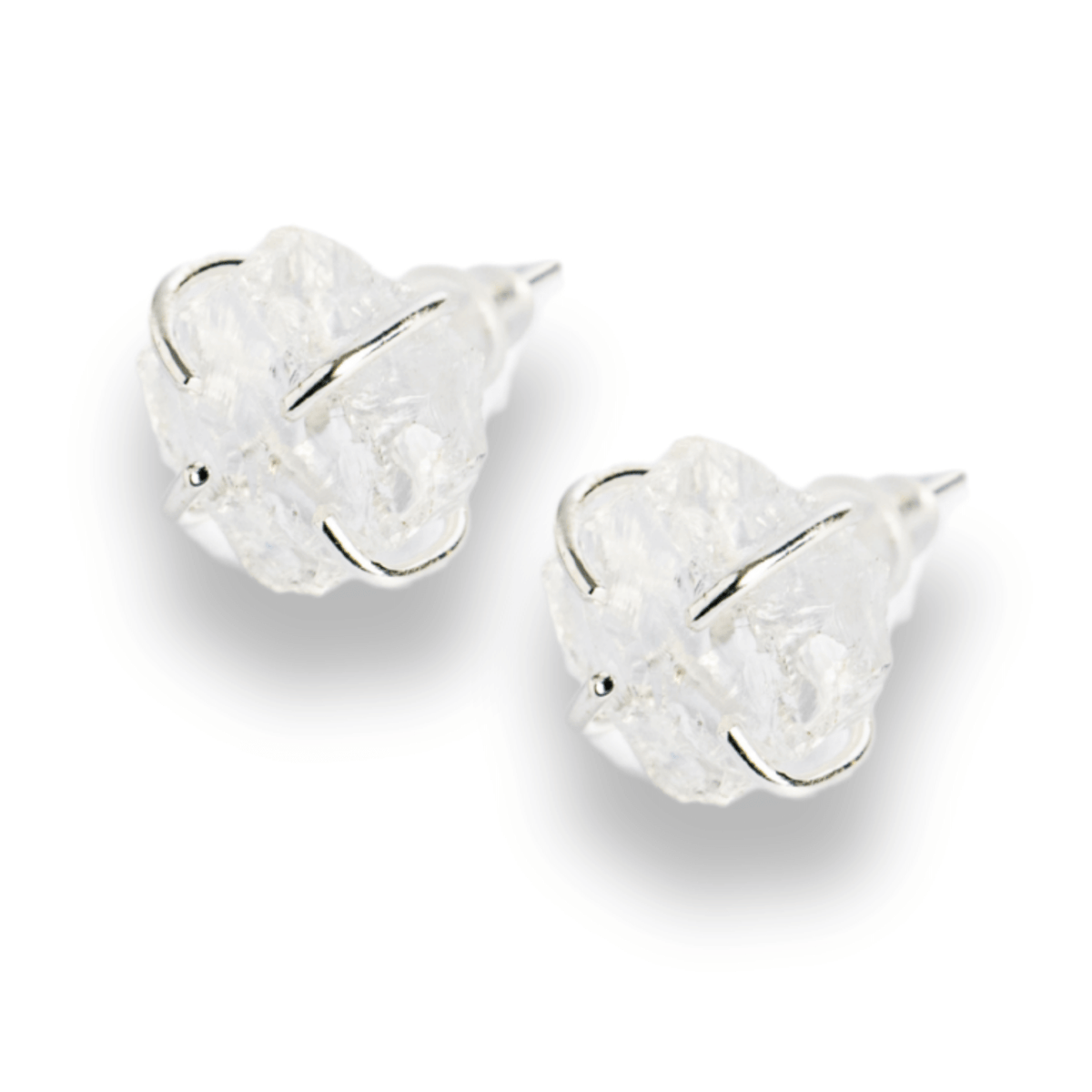 Cristalul puritatii – Cercei stud argintii cu cuart transparent natural