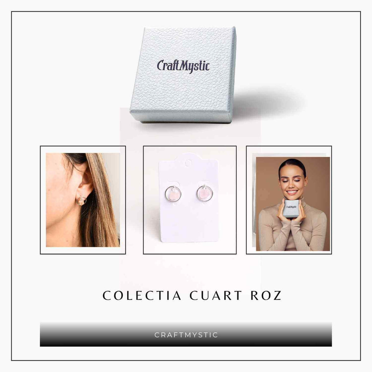 Cercei model sferic cu Cuart Roz – Iubire si Vindecare Emoționala