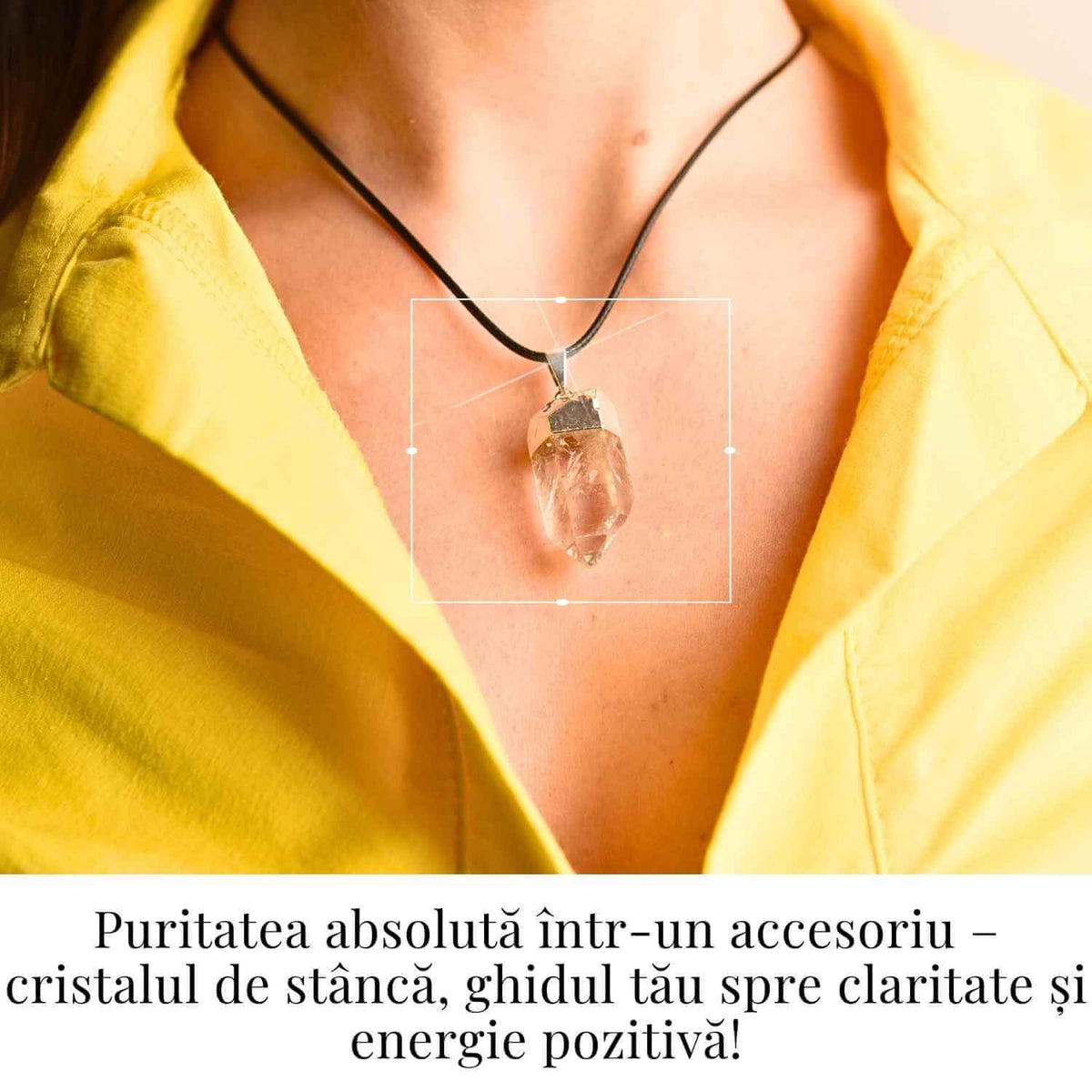 Colier cu pandantiv argintiu din cuart de stanca – Claritate si Energie Pozitiva
