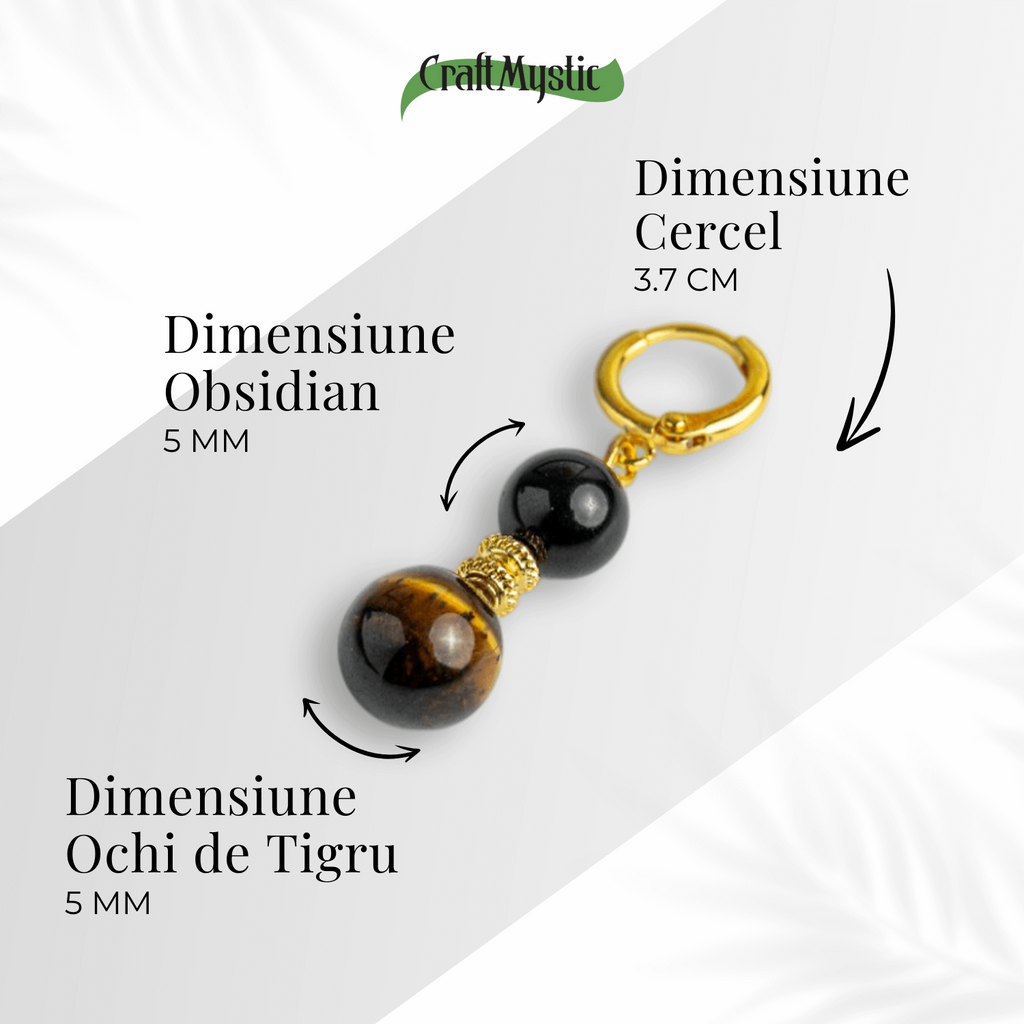 Echilibru si Putere – Cercei cu Ochi de Tigru si Obsidian